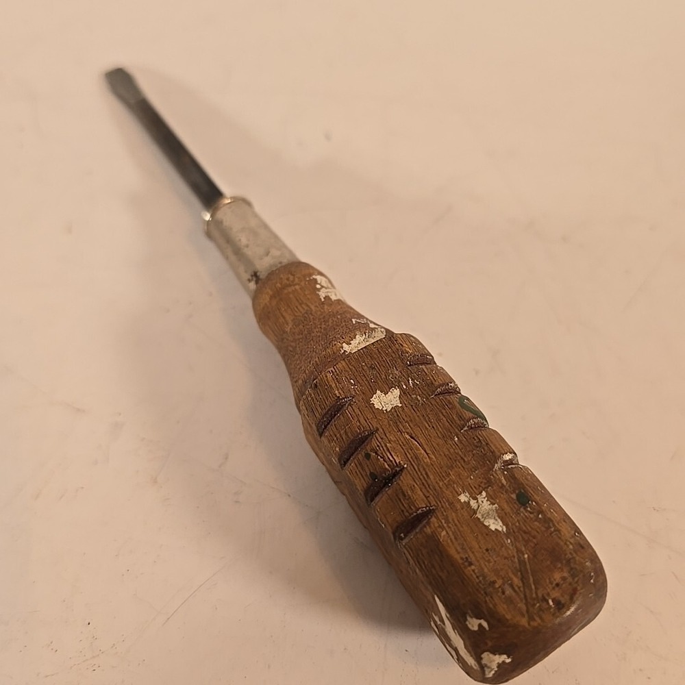 Vintage Wood Handle Flat Head Screwdriver